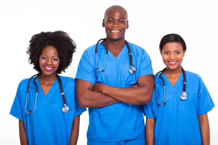 group-black-doctors-nurses-isolated-white-30058871